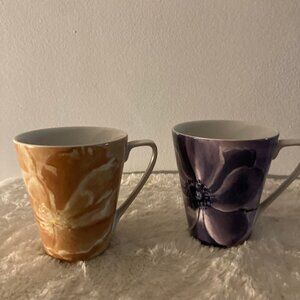 Pier 1 "Watercolor Blooms" 4-1/2 Coffee Mugs
Set of 2